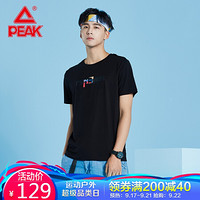 （PEAK）匹克运动T恤男篮球文化圆领短T恤弹性舒适休闲服男 F602901 黑色 M