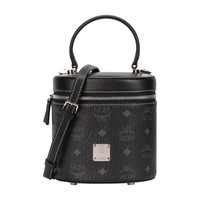 MCM 奢侈品 女士 Patricia Visetos系列 黑色圆筒型单肩手提斜跨包 MWRAACG01BK001