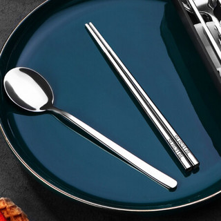 阳光飞歌 抗菌不锈钢勺子筷子便携餐具套装 旅行筷子勺子高档便携盒套装 三件套