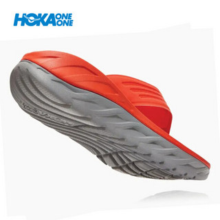 HOKA ONE ONE男Ora Recovery休闲运动舒缓拖鞋厚底人字拖 中国红 / 鸽灰 US 10 /280mm