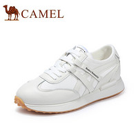 骆驼（CAMEL） 女鞋 潮美百搭撞色车缝线休闲平底阿甘鞋 A03574604 白色 37