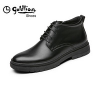 goldlion 金利来 男鞋商务休闲鞋舒适加绒保暖皮鞋靴子51593045701C-黑色-41码