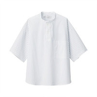 無印良品 無印良品 MUJI 女士长袖衬衫 BCA08A0S 深海军蓝X条纹 M-L