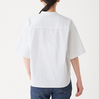 MUJI 無印良品 无印良品 女士长袖衬衫 BCA08A0S 深海军蓝X条纹 M-L