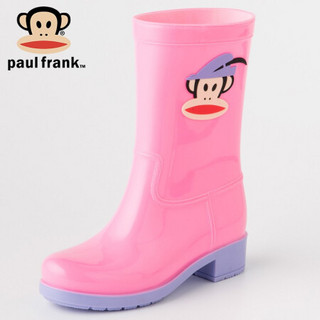 大嘴猴PaulFrank雨鞋女士学生时尚中筒防水胶鞋雨靴水鞋 PF1011 粉红 37