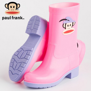 大嘴猴PaulFrank雨鞋女士学生时尚中筒防水胶鞋雨靴水鞋 PF1011 粉红 37