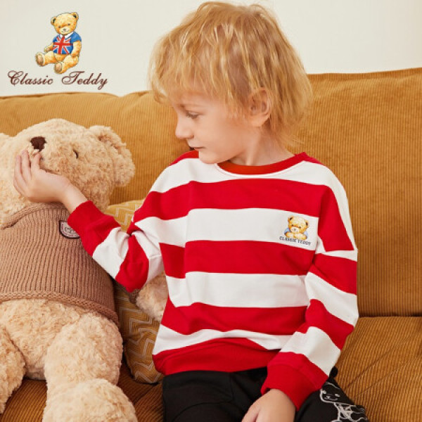 商品精典泰迪 classic teddy 男童卫衣男宝宝套头圆领上衣条纹打底衫