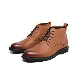 红蜻蜓（REDDRAGONFLY）男皮鞋商务休闲正装高帮舒适加绒男棉靴 WTD401001/02 黄色 41