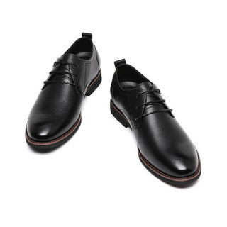 红蜻蜓（REDDRAGONFLY）男皮鞋时尚系带商务休闲鞋男士休闲皮鞋 WTA406951 黑色 42