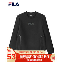 FILA 斐乐官方男子运动套头卫衣时尚圆领休闲2020年秋冬季新款长袖上衣 正黑色-BK 175/96A/L