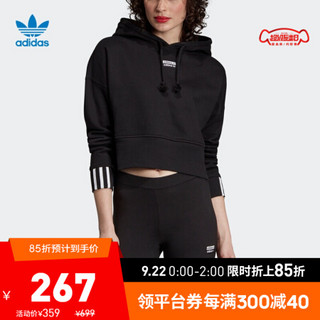 阿迪达斯官网 adidas 三叶草 CROP HOOD 女装套头衫EJ8537 黑色 40(参考身高:170~175CM)