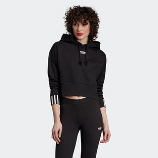 阿迪达斯官网 adidas 三叶草 CROP HOOD 女装套头衫EJ8537 黑色 40(参考身高:170~175CM)