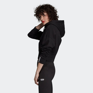 阿迪达斯官网 adidas 三叶草 CROP HOOD 女装套头衫EJ8537 黑色 40(参考身高:170~175CM)