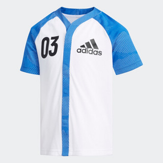 阿迪达斯官方 adidas LB SS TEE 34 SE 小童训练短袖针织套装DW4097 白/蓝 黑/白 128CM