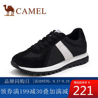 骆驼（CAMEL）女鞋 百搭休闲撞色拼接鞋面厚底运动阿甘鞋 A03503656 黑/米 38