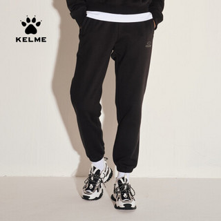 KELME/卡尔美 秋冬休闲宽松长裤女显瘦束脚裤百搭学生复古直筒裤 CK60402012 黑色 S/155