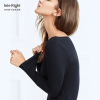 INTERIGHT女士保暖内衣套装 新德绒黑科技阳离子无痕防寒秋衣秋裤 秋冬双面磨绒加绒加厚保暖女 黑色 M