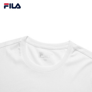 FILA 斐乐官方 男士长袖T恤2020秋冬新款纯棉时尚休闲运动上衣男 标准白-WT 180/100A/XL