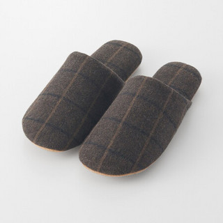 MUJI 男女通用 棉法兰绒贴合脚型拖鞋/棕色格纹 棕色格纹 275mm(2.0)/XL
