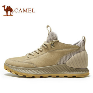 骆驼（CAMEL） 男鞋潮流百搭中帮牛皮工装休闲靴 A042541490 沙色 41