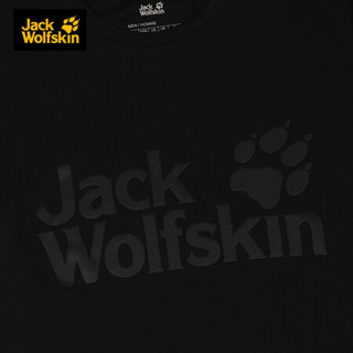 Jack Wolfskin/狼爪官方男装春夏新款户外运动休闲时尚吸湿干爽透气圆领纯色短袖T恤男 FS 1806171-6000/黑色 XL 185/104A