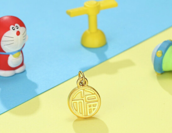 CHJ JEWELLERY 潮宏基 萌神哆啦 珍珠足金吊坠手链