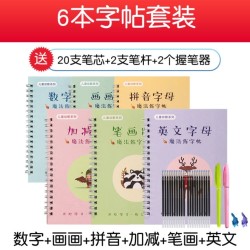 ako-babymat 艾高 幼儿凹槽字帖套装 6本 送笔芯20支 笔杆2支 握笔器2个