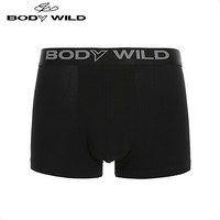 爱慕集团BODY WILD男士内衣舒适棉质星期裤纯色中腰平角内裤 ZBN23PQ1 黑色175/M