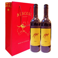 京东PLUS会员：Happy kangaroo 快乐袋鼠  西拉子干红葡萄酒 750ml 2瓶装+简装礼袋