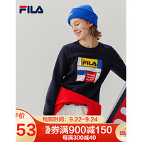 FILA 斐乐官方 女子连帽卫衣 2020冬季新款生活休闲印花logo卫衣 传奇蓝-NV 160/80A/S