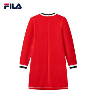 FILA 斐乐官方 女子连衣裙 2020冬季新款修身时尚休闲连衣裙女 传奇红-RD 155/76A/XS