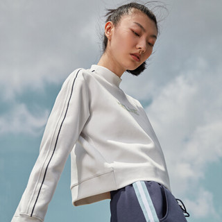 KELME/卡尔美 20秋冬新款字母撞色立领卫衣女休闲显瘦高腰上衣潮 白色 L/165