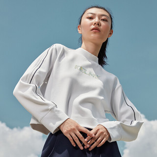 KELME/卡尔美 20秋冬新款字母撞色立领卫衣女休闲显瘦高腰上衣潮 白色 L/165