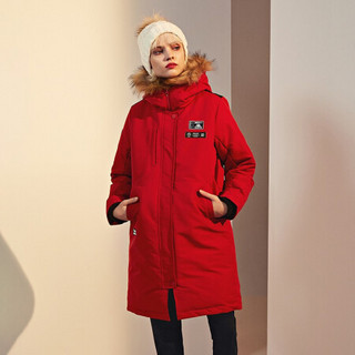 Kappa卡帕羽绒服2020新款冬季女中长款连帽防寒服保暖外套K0A82YY58D 暗红色-557 XL