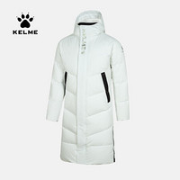 KELME/卡尔美  男女长款羽绒服运动休闲保暖大衣撞色加厚鸭绒大衣 白色 M