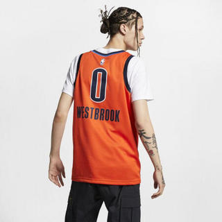 耐克Nike男士球衣背心吸湿排汗篮球服NBA雷霆队BQ1171 Orange/Navy XL (52)