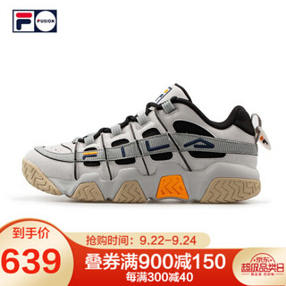 FILA FUSION 斐乐BarricadeLow篮球鞋男2020新款复古运动鞋低帮 藕灰-VB 42.5