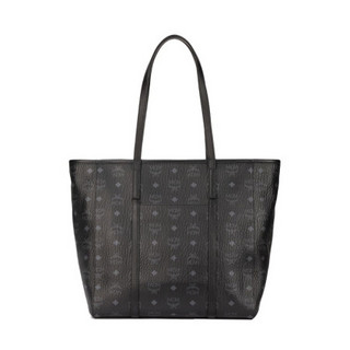 MCM 奢侈品 女士 Toni Visetos系列黑色中号印花logo购物袋单肩手提包 MWPAATN03BK001