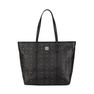 MCM 奢侈品 女士 Toni Visetos系列黑色中号印花logo购物袋单肩手提包 MWPAATN03BK001