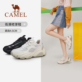 骆驼（CAMEL） 女士 初春潮飒风拼接鞋面厚底老爹鞋 A015256101 米色 40