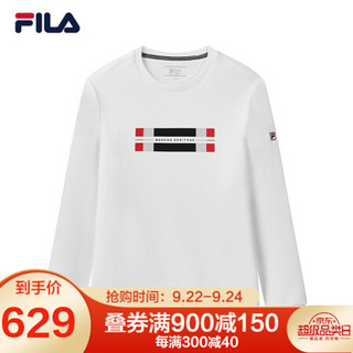 FILA 斐乐官方 男子套头卫衣2020冬季新款简洁运动长袖卫衣男 标准白-WT 180/100A/XL