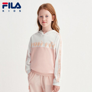 FILA KIDS 斐乐童装女中大童针织连帽卫衣 2020新款运动套头衫 标准白-WT 165