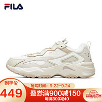 FILA 斐乐 TRACER男鞋老爹鞋2020春夏季网面透气休闲百搭跑鞋复古运动鞋 奶油白/米色-AG 42.5