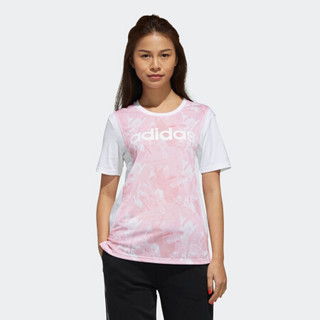 adidas NEO W FV AOP TSHIRT 女子运动T恤 DW7771 粉/白色 M