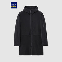 HLA海澜之家风衣男经典款时尚连帽中长款HWFAJ3E023A 黑色(23)175/92A(50) cz