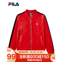 FILA 斐乐官方 女士针织外套 2020秋冬季新款运动休闲弹力上衣 传奇红-RD 175/92A/XL