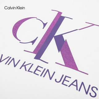 CK Jeans 2020秋冬新款 男装撞色光泽LOGO长袖T恤 J316747 YAF-白色 M