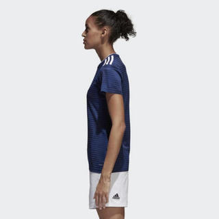 ADidas阿迪达斯女子圆领速干足球短袖健身T恤CF0702 DarkBlue/White XL