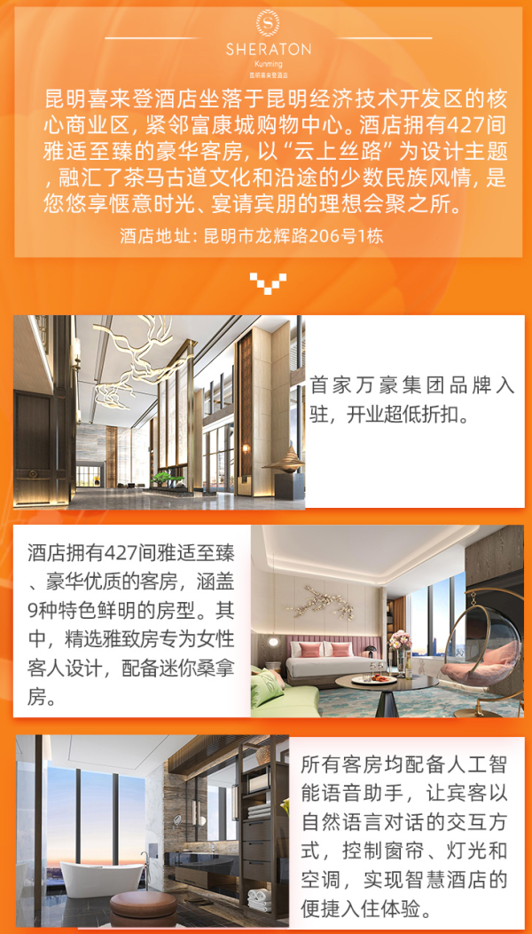 百亿补贴 昆明喜来登豪华大床房1晚
