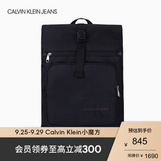 CK Jeans 2020春夏款 男女同款Logo简约休闲双肩背提包 HH2185K9900 001-黑色